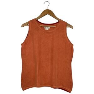 Vintage Tommy Bahama Top Womens Large Orange Silk Sleeveless Beach Coastal Y2K